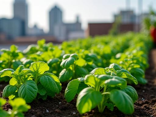 Rooftop garden with fresh herbs used in the hotel kitchen