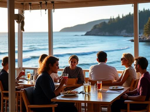 Patrons enjoying the ocean view from the Oak Bay Seaside Bistro